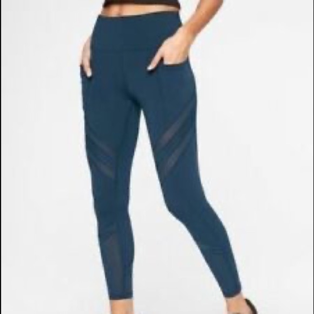 Athleta All In Mesh 7/8 Tights Leggings Teal M